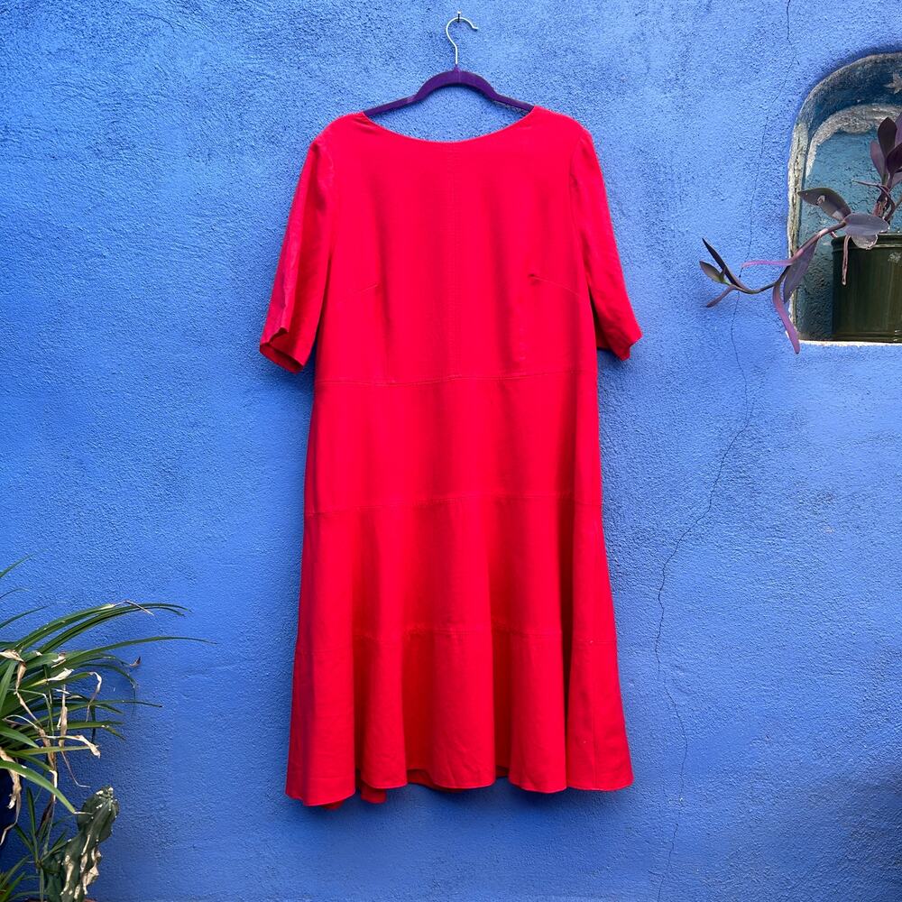 boden red wool blend shift dress